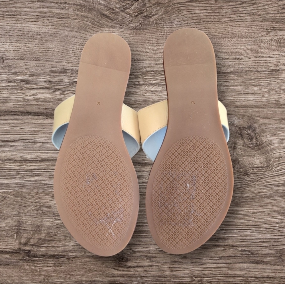 Tory Burch Jamie Dulce De Leche Full T Logo Thong Full Leather Sandals - Picture 4 of 5